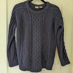 LL Bean Blue Cotton Fisherman Sweater
